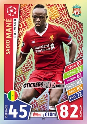 Sticker Sadio Mané - UEFA Champions League 2017-2018. Match Attax n. 195 - Topps