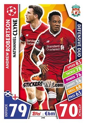 Sticker Andrew Robertson / Nathaniel Clyne - UEFA Champions League 2017-2018. Match Attax n. 198 - Topps