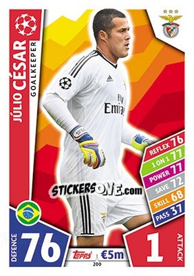 Sticker Júlio César - UEFA Champions League 2017-2018. Match Attax n. 200 - Topps