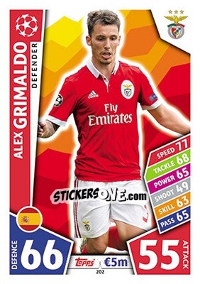 Sticker Alex Grimaldo - UEFA Champions League 2017-2018. Match Attax n. 202 - Topps