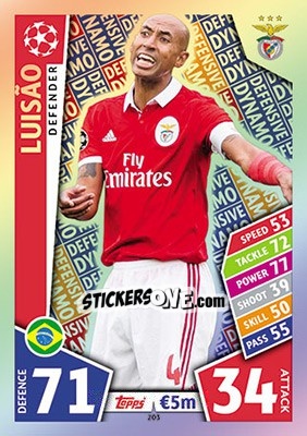 Sticker Luisão - UEFA Champions League 2017-2018. Match Attax n. 203 - Topps