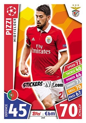 Sticker Pizzi - UEFA Champions League 2017-2018. Match Attax n. 210 - Topps