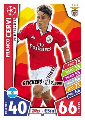 Sticker Franco Cervi - UEFA Champions League 2017-2018. Match Attax n. 211 - Topps