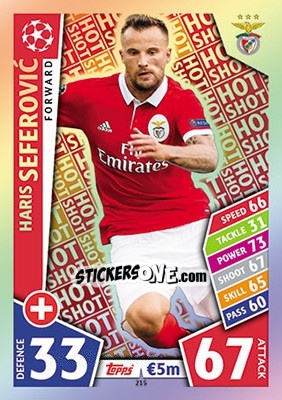 Sticker Haris Seferovic - UEFA Champions League 2017-2018. Match Attax n. 215 - Topps