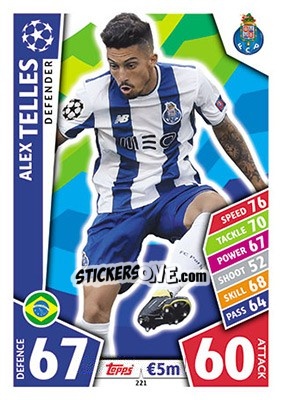 Cromo Alex Telles - UEFA Champions League 2017-2018. Match Attax n. 221 - Topps