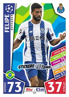 Sticker Felipe - UEFA Champions League 2017-2018. Match Attax n. 222 - Topps