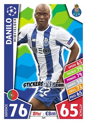 Sticker Danilo Pereira - UEFA Champions League 2017-2018. Match Attax n. 224 - Topps