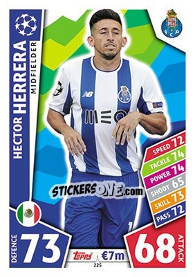Sticker Hector Herrera - UEFA Champions League 2017-2018. Match Attax n. 225 - Topps