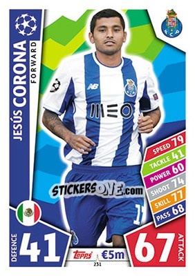 Sticker Jesús Corona - UEFA Champions League 2017-2018. Match Attax - Topps