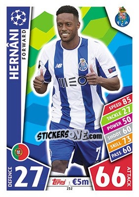 Sticker Hernâni - UEFA Champions League 2017-2018. Match Attax n. 232 - Topps