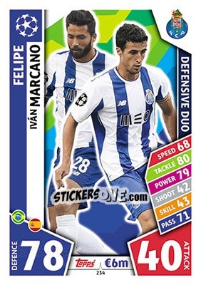 Sticker Felipe / Iván Marcano - UEFA Champions League 2017-2018. Match Attax n. 234 - Topps