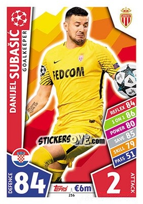 Sticker Danijel Subašic - UEFA Champions League 2017-2018. Match Attax n. 236 - Topps