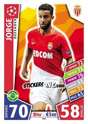 Sticker Jorge - UEFA Champions League 2017-2018. Match Attax n. 242 - Topps