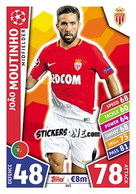 Sticker João Moutinho - UEFA Champions League 2017-2018. Match Attax n. 243 - Topps