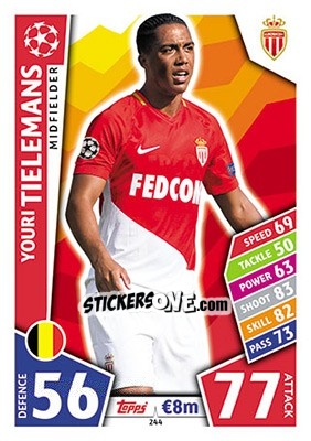 Cromo Youri Tielemans - UEFA Champions League 2017-2018. Match Attax - Topps
