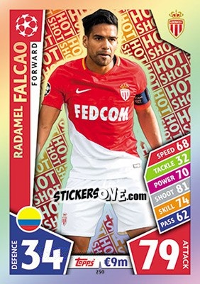 Sticker Radamel Falcao - UEFA Champions League 2017-2018. Match Attax n. 250 - Topps