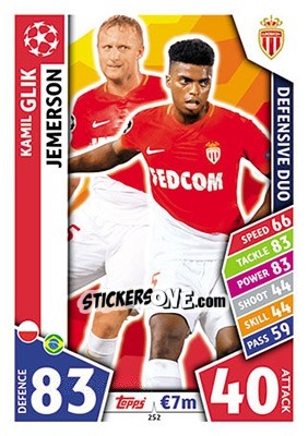 Sticker Kamil Glik / Jemerson - UEFA Champions League 2017-2018. Match Attax n. 252 - Topps