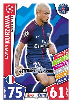 Sticker Layvin Kurzawa - UEFA Champions League 2017-2018. Match Attax n. 258 - Topps