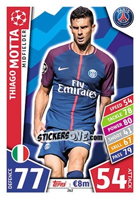 Sticker Thiago Motta - UEFA Champions League 2017-2018. Match Attax n. 262 - Topps