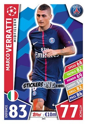 Sticker Marco Verratti - UEFA Champions League 2017-2018. Match Attax n. 263 - Topps