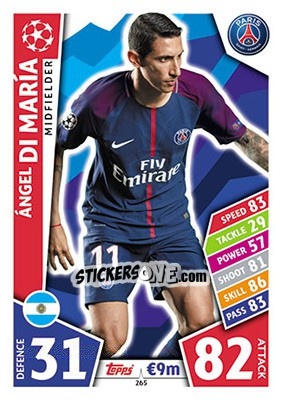 Sticker Ángel di María - UEFA Champions League 2017-2018. Match Attax - Topps