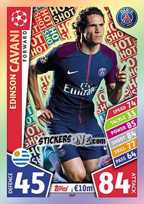 Sticker Edinson Cavani - UEFA Champions League 2017-2018. Match Attax n. 269 - Topps