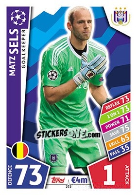 Sticker Matz Sels - UEFA Champions League 2017-2018. Match Attax n. 272 - Topps