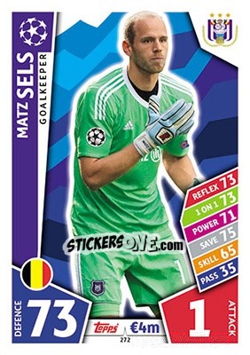 Figurina Matz Sels - UEFA Champions League 2017-2018. Match Attax - Topps