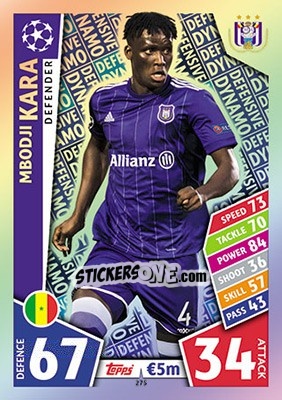 Sticker Mbodji Kara - UEFA Champions League 2017-2018. Match Attax n. 275 - Topps