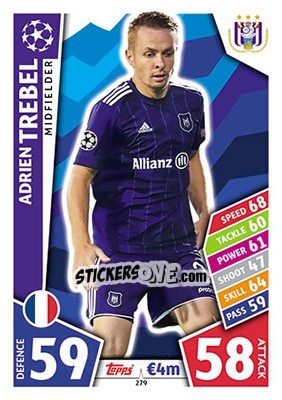 Sticker Adrien Trebel - UEFA Champions League 2017-2018. Match Attax n. 279 - Topps