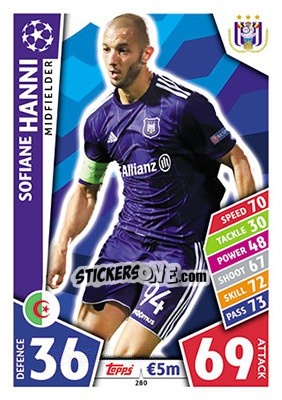 Sticker Sofiane Hanni - UEFA Champions League 2017-2018. Match Attax n. 280 - Topps