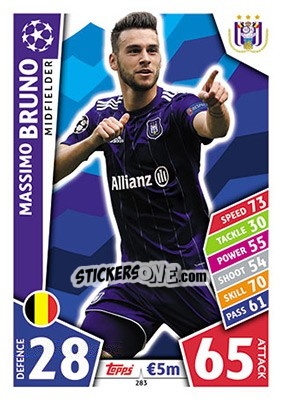 Sticker Massimo Bruno - UEFA Champions League 2017-2018. Match Attax n. 283 - Topps