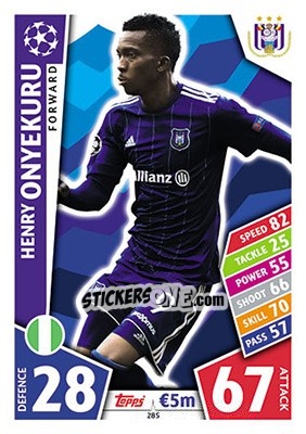 Figurina Henry Onyekuru - UEFA Champions League 2017-2018. Match Attax - Topps