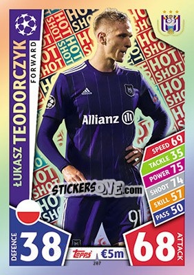 Sticker Lukasz Teodorczyk - UEFA Champions League 2017-2018. Match Attax - Topps