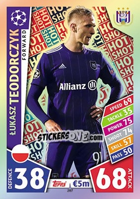 Sticker Lukasz Teodorczyk - UEFA Champions League 2017-2018. Match Attax n. 287 - Topps