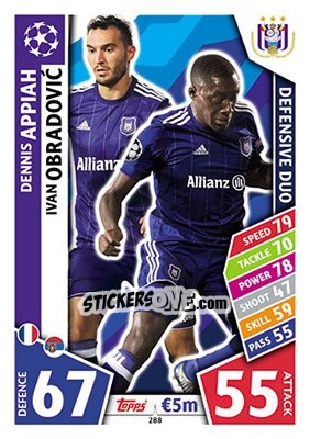 Sticker Dennis Appiah / Ivan Obradovic - UEFA Champions League 2017-2018. Match Attax n. 288 - Topps