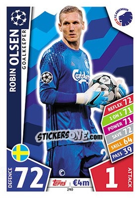 Sticker Robin Olsen - UEFA Champions League 2017-2018. Match Attax n. 290 - Topps