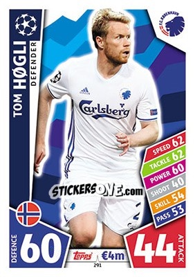 Sticker Tom Høgli - UEFA Champions League 2017-2018. Match Attax n. 291 - Topps
