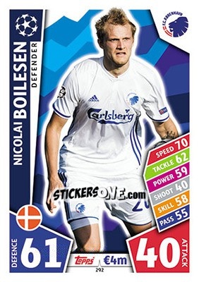 Cromo Nicolai Boilesen - UEFA Champions League 2017-2018. Match Attax n. 292 - Topps