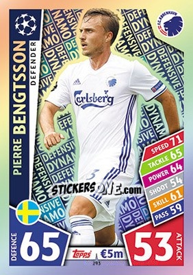 Sticker Pierre Bengtsson - UEFA Champions League 2017-2018. Match Attax n. 293 - Topps