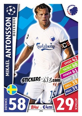 Sticker Mikael Antonsson - UEFA Champions League 2017-2018. Match Attax n. 295 - Topps