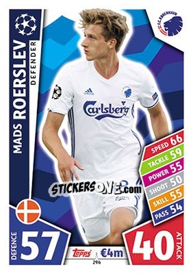 Sticker Mads Roerslev - UEFA Champions League 2017-2018. Match Attax n. 296 - Topps
