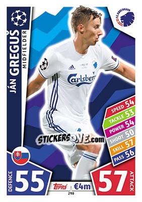 Figurina Ján Greguš - UEFA Champions League 2017-2018. Match Attax - Topps