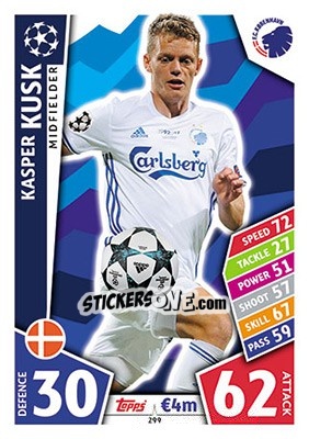 Sticker Kasper Kusk - UEFA Champions League 2017-2018. Match Attax n. 299 - Topps