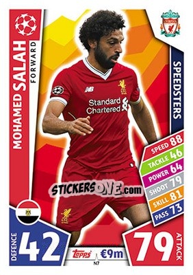 Sticker Mohamed Salah - UEFA Champions League 2017-2018. Match Attax n. N7 - Topps