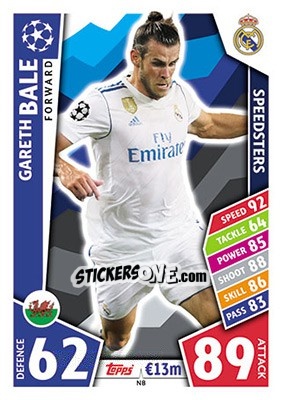 Sticker Gareth Bale - UEFA Champions League 2017-2018. Match Attax - Topps