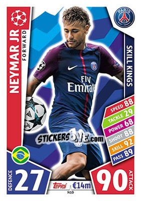 Sticker Neymar Jr - UEFA Champions League 2017-2018. Match Attax n. N10 - Topps