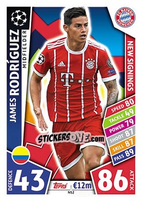 Sticker James Rodríguez - UEFA Champions League 2017-2018. Match Attax n. NS2 - Topps