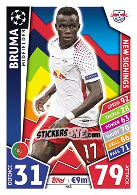 Sticker Bruma - UEFA Champions League 2017-2018. Match Attax n. NS3 - Topps