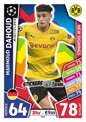 Sticker Mahmoud Dahoud - UEFA Champions League 2017-2018. Match Attax n. NS4 - Topps